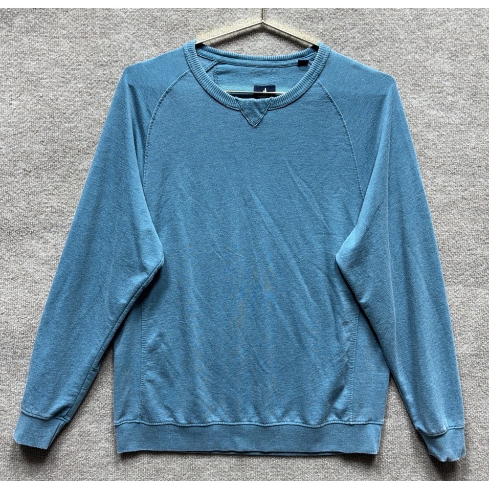 Johnnie O Crew Neck Sweater Mens Medium‎ Vintage Patina Blue Fade Lightweight